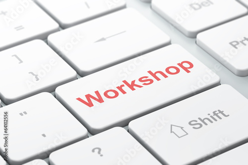Illustration: Education concept: Workshop on computer keyboard background Education concept: Workshop on computer keyboard background