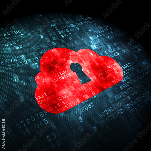 Illustration: Cloud networking concept: Cloud With Keyhole on digital Cloud networking concept: Cloud With Keyhole on digital