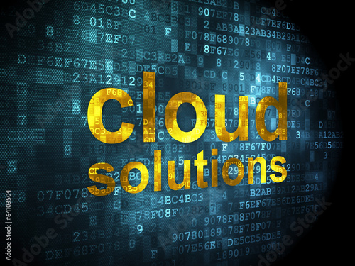 Illustration: Cloud networking concept: Cloud Solutions on digital background Cloud networking concept: Cloud Solutions on digital background