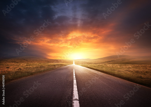 Photo: Road Leading Into A Sunset Road Leading Into A Sunset