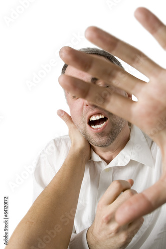 Photo: Struggle - Fighter point of view. Isolated on white. Struggle - Fighter point of view. Isolated on white.