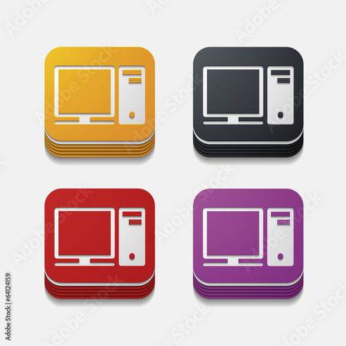 Vector: square button: computer square button: computer