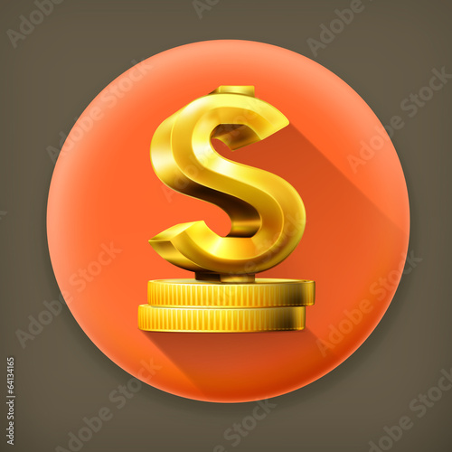 Vector: Dollar sign and coins Dollar sign and coins
