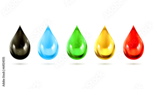 Vector: Set of multicolored droplets, vector icons Set of multicolored droplets, vector icons