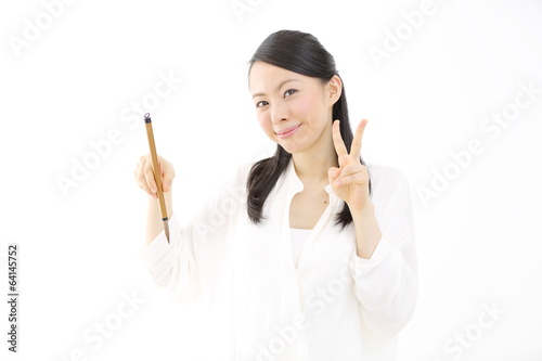 Photo: 筆を持つ女性 筆を持つ女性
