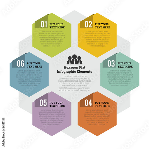 Vector: Hexagon Flat Infographic Element Hexagon Flat Infographic Element