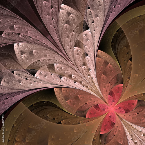 Illustration: Beautiful fractal flower in beige, brown and pink. Computer gene Beautiful fractal flower in beige, brown and pink. Computer gene
