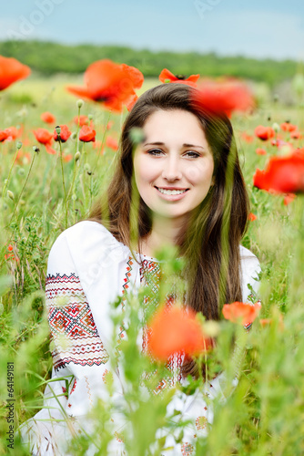 Photo: ukrainian lady with poppies ukrainian lady with poppies