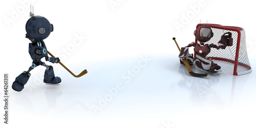 Illustration: Androids playing ice hockey Androids playing ice hockey
