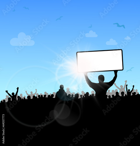 Vector: Menschen mit Schild Menschen mit Schild