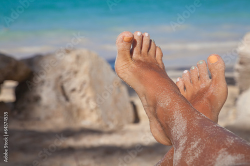 Photo: Beauty treatment photo of nice pedicure feet Beauty treatment photo of nice pedicure feet