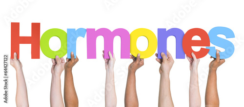 Photo: Group of Multiethnic Hands Holding Hormones Group of Multiethnic Hands Holding Hormones