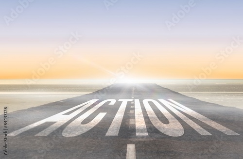 Photo: Action against road leading out to the horizon Action against road leading out to the horizon