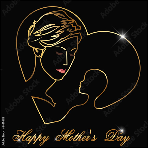 Vector: Happy Mothers's Day, Silhouette of a mother and child Happy Mothers's Day, Silhouette of a mother and child