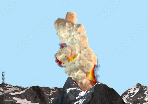 Illustration: Vulcano eruzione fumo ceneri Vulcano eruzione fumo ceneri