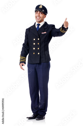 Photo: Young pilot isolated on the white Young pilot isolated on the white