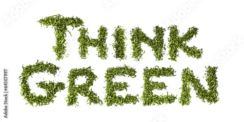 Photo: “Think Green” written with salad “Think Green” written with salad