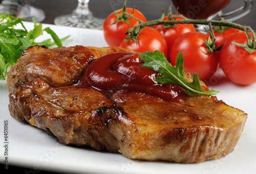 Photo: Pork steak with ketchup Pork steak with ketchup