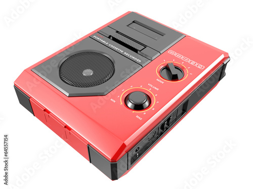 Illustration: Portable cassette recorder. 3D isolated Portable cassette recorder. 3D isolated