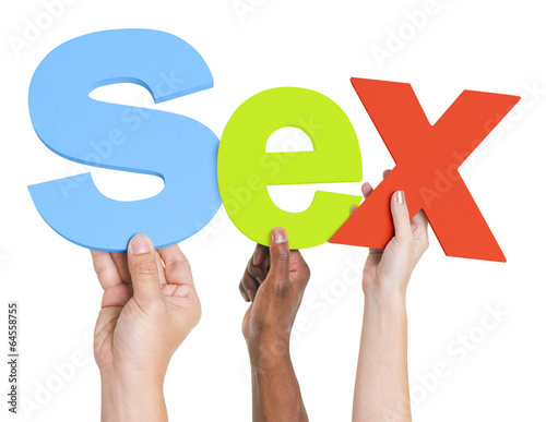 Photo: Diverse Hands Holding The Word Sex Diverse Hands Holding The Word Sex