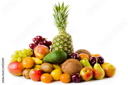 Photo: Fresh fruits isolated on a white . Set of different fresh fruits Fresh fruits isolated on a white . Set of different fresh fruits