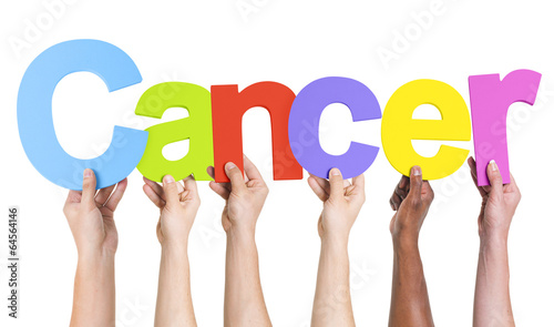 Photo: Diverse Hands Holding The Word Cancer Diverse Hands Holding The Word Cancer