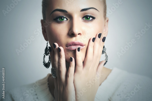 Photo: Beautiful Woman with Manicure.Shellac.Salon Nail Design Beautiful Woman with Manicure.Shellac.Salon Nail Design