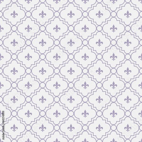Illustration: White and Pale Purple Fleur-De-Lis Pattern Textured Fabric Backg White and Pale Purple Fleur-De-Lis Pattern Textured Fabric Backg