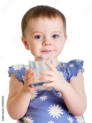 Photo: Portrait of child drinking milk from glass Portrait of child drinking milk from glass