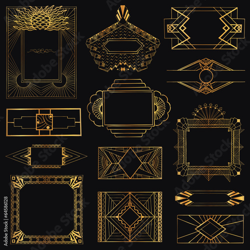 Vector: Art Deco Vintage Frames and Design Elements - hand drawn Art Deco Vintage Frames and Design Elements - hand drawn