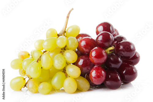 Photo: red and green grapes isolated on white red and green grapes isolated on white
