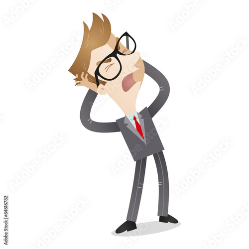 Vector: Frustrated businessman, shouting, tearing his hair Frustrated businessman, shouting, tearing his hair