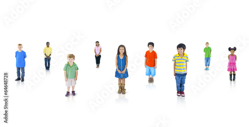 Photo: Multiethnic Children in a Row Smiling Multiethnic Children in a Row Smiling