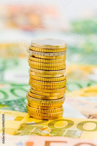 Photo: single stack of coins single stack of coins