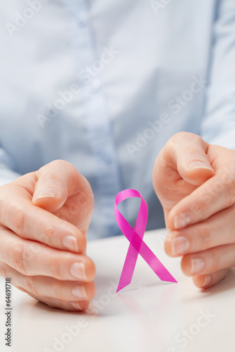 Photo: Hands and a Pink Ribbon Hands and a Pink Ribbon