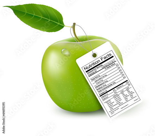 Vector: An apple with a nutrition facts label. Vector. An apple with a nutrition facts label. Vector.
