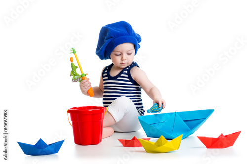 Photo: Cute kid playing fishing Cute kid playing fishing