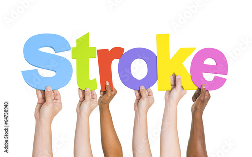 Photo: Multiethnic Arms Raised with Text Stroke Multiethnic Arms Raised with Text Stroke