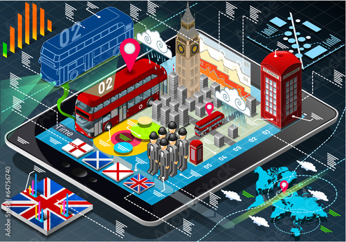 Vector: Isometric Infographic of Great Britain on Tablet Isometric Infographic of Great Britain on Tablet