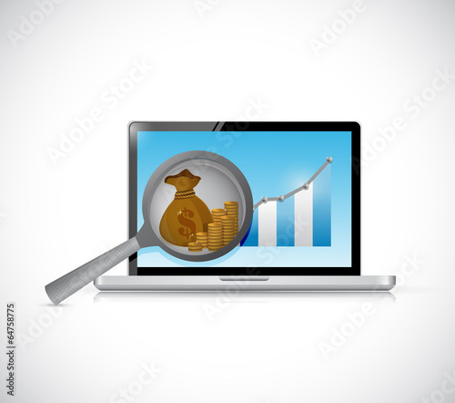 Illustration: business research on a computer. illustration business research on a computer. illustration