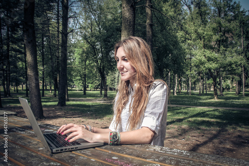 Photo: typing in the woods typing in the woods
