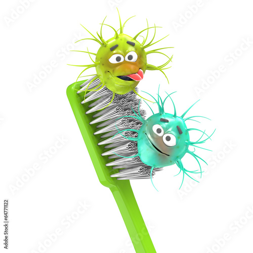 Illustration: Toothbrush with bacteria Toothbrush with bacteria