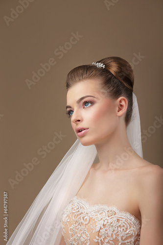 Photo: Classy Elegant Woman with Veil Looking Up Classy Elegant Woman with Veil Looking Up