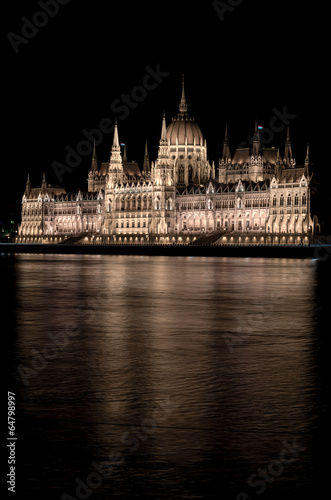 Photo: Hungarian Parliament Building at night. Budapest, Hungary Hungarian Parliament Building at night. Budapest, Hungary