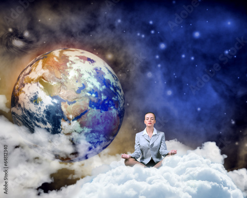 Photo: businesswoman meditating businesswoman meditating