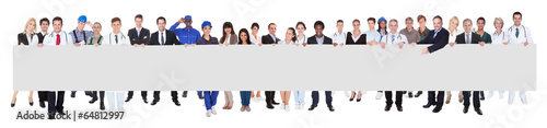 Photo: People With Various Occupations Holding Blank Billboard People With Various Occupations Holding Blank Billboard