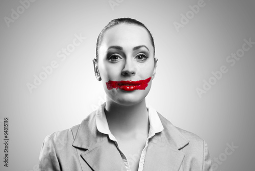 Photo: Conceptual Image with Vivid Red Mouth Conceptual Image with Vivid Red Mouth