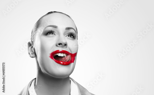 Photo: Conceptual Image with Vivid Red Mouth Conceptual Image with Vivid Red Mouth