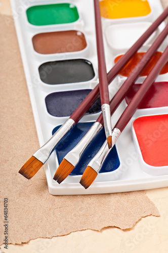 Photo: watercolor paints and brushes for painting watercolor paints and brushes for painting