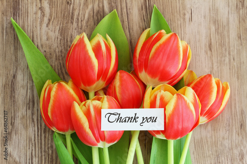 Photo: Thank you card with red and yellow tulips Thank you card with red and yellow tulips